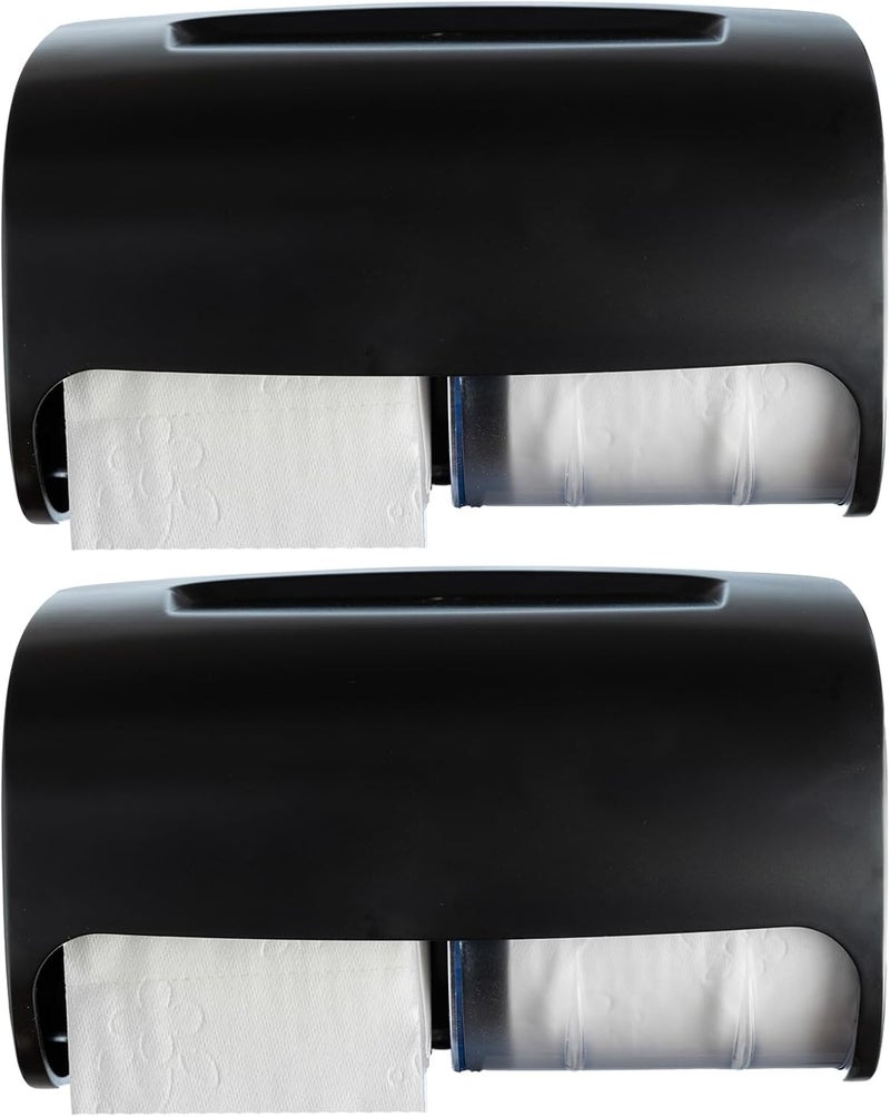 EnBath 2-Pack Commercial Toilet Paper Dispenser Wall Mount, Double (2 Roll) Locking Toilet Paper Holder (Black), Compact Two Roll, Side by Side Design Tissue Paper Dispenser - Image 1